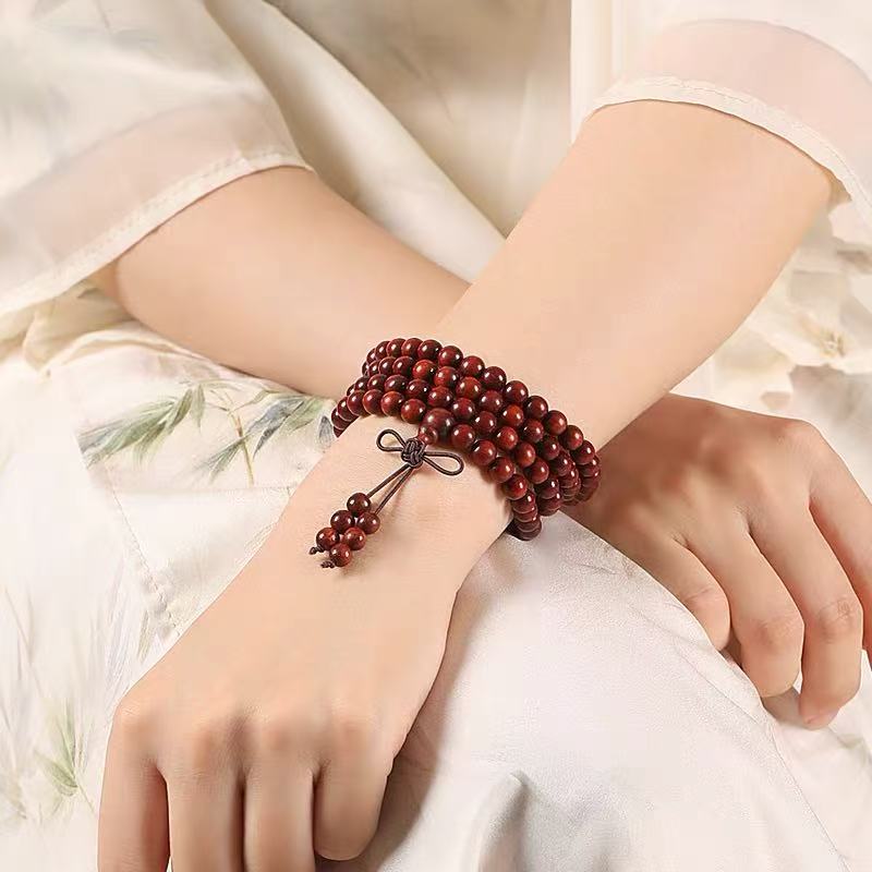 印度小叶紫檀满龙鳞满星手串 0.8×108颗 檀香紫檀 无胶无蜡