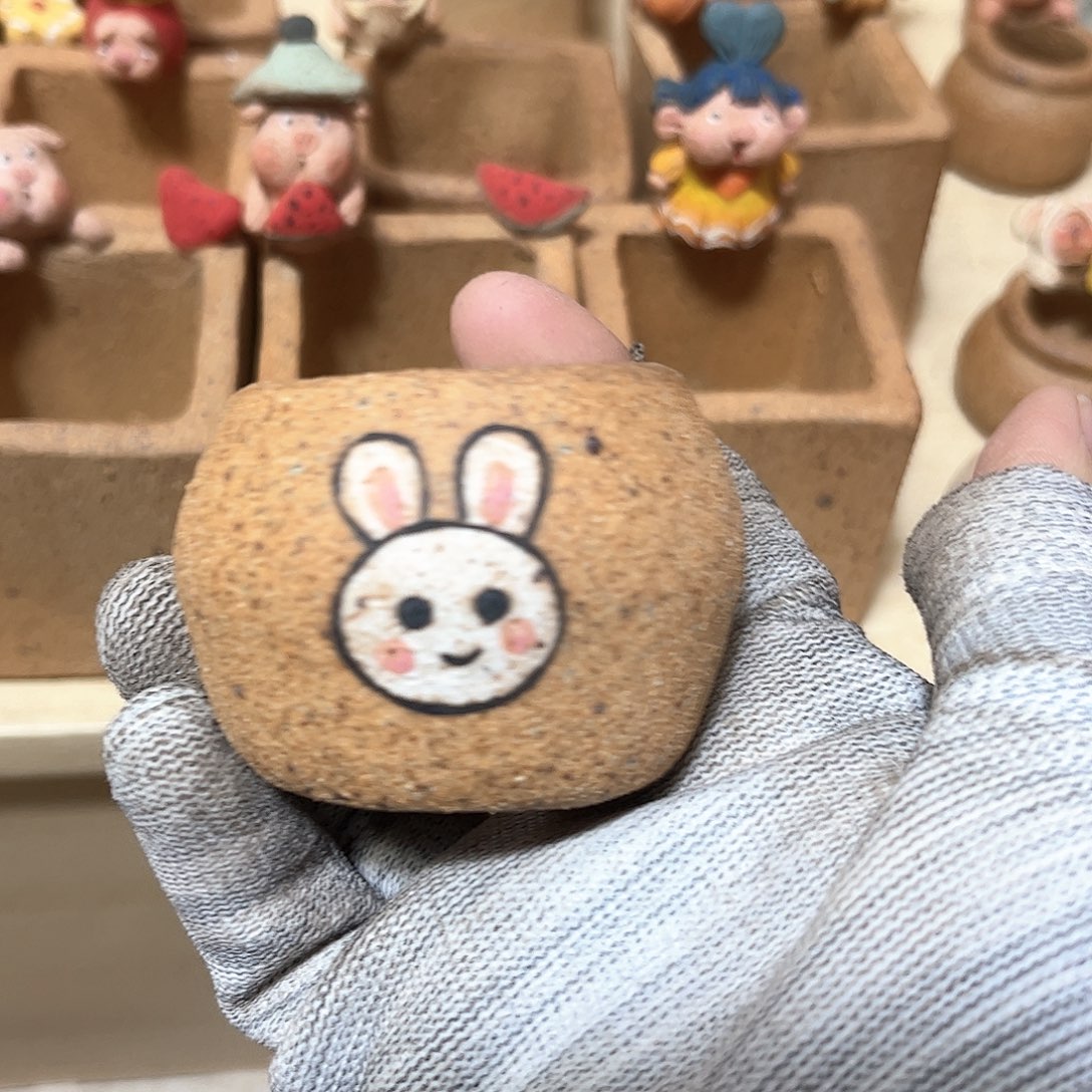 泥塑古镇炻陶花盆