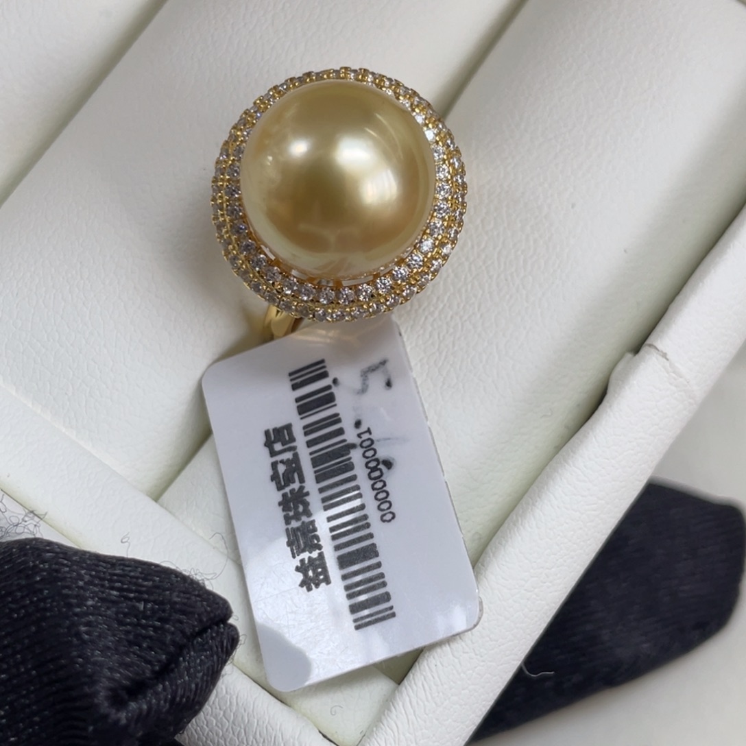 戒指银S925镶嵌海水珍珠12.6mm