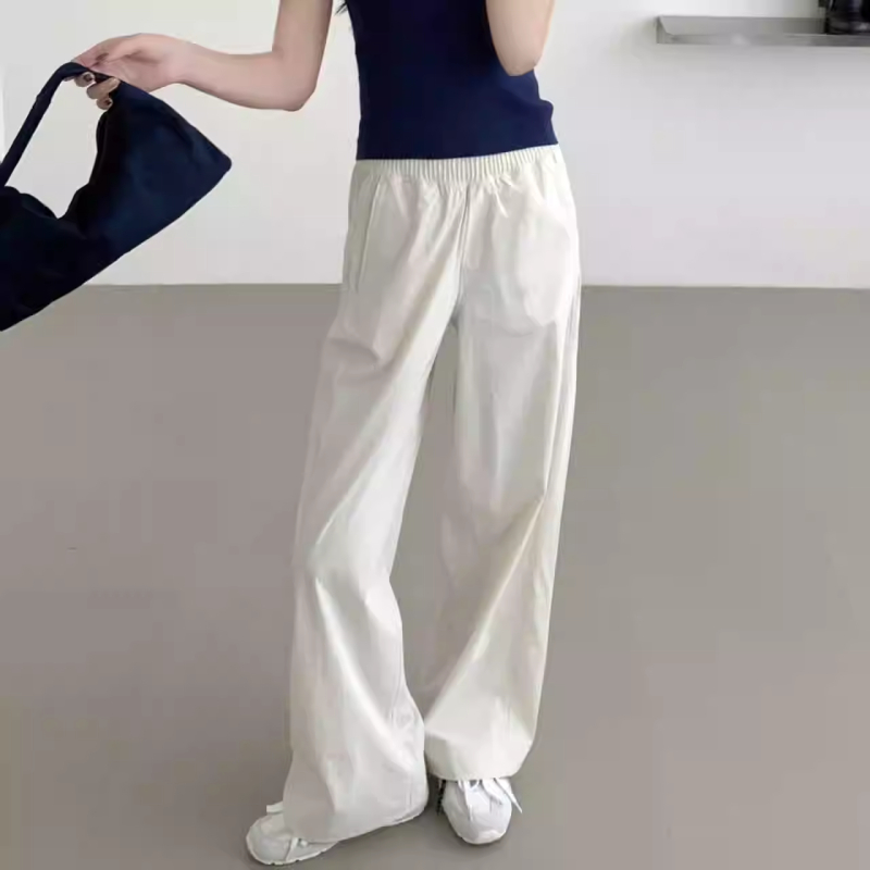 夏季神裤！Stretch Woven版女款高腰花苞褶边宽松阔腿直筒裤