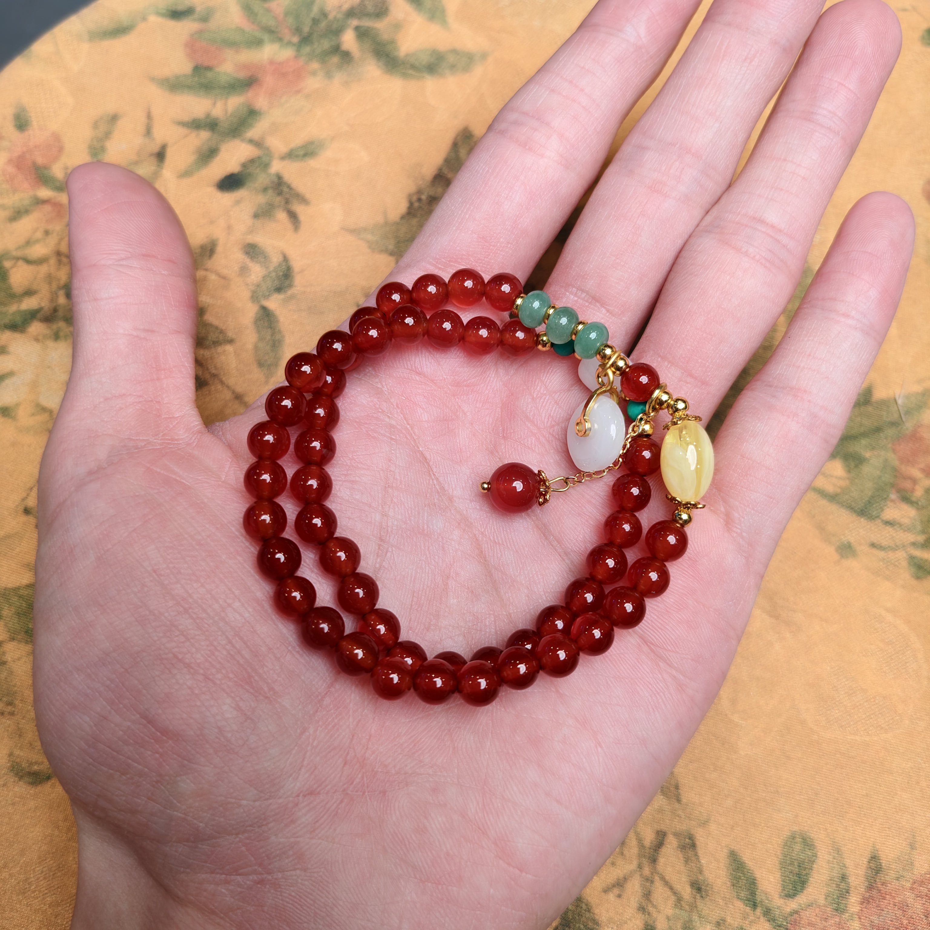 合金手链 S1122-时尚手串0.6双圈+隔珠+转轮挂饰