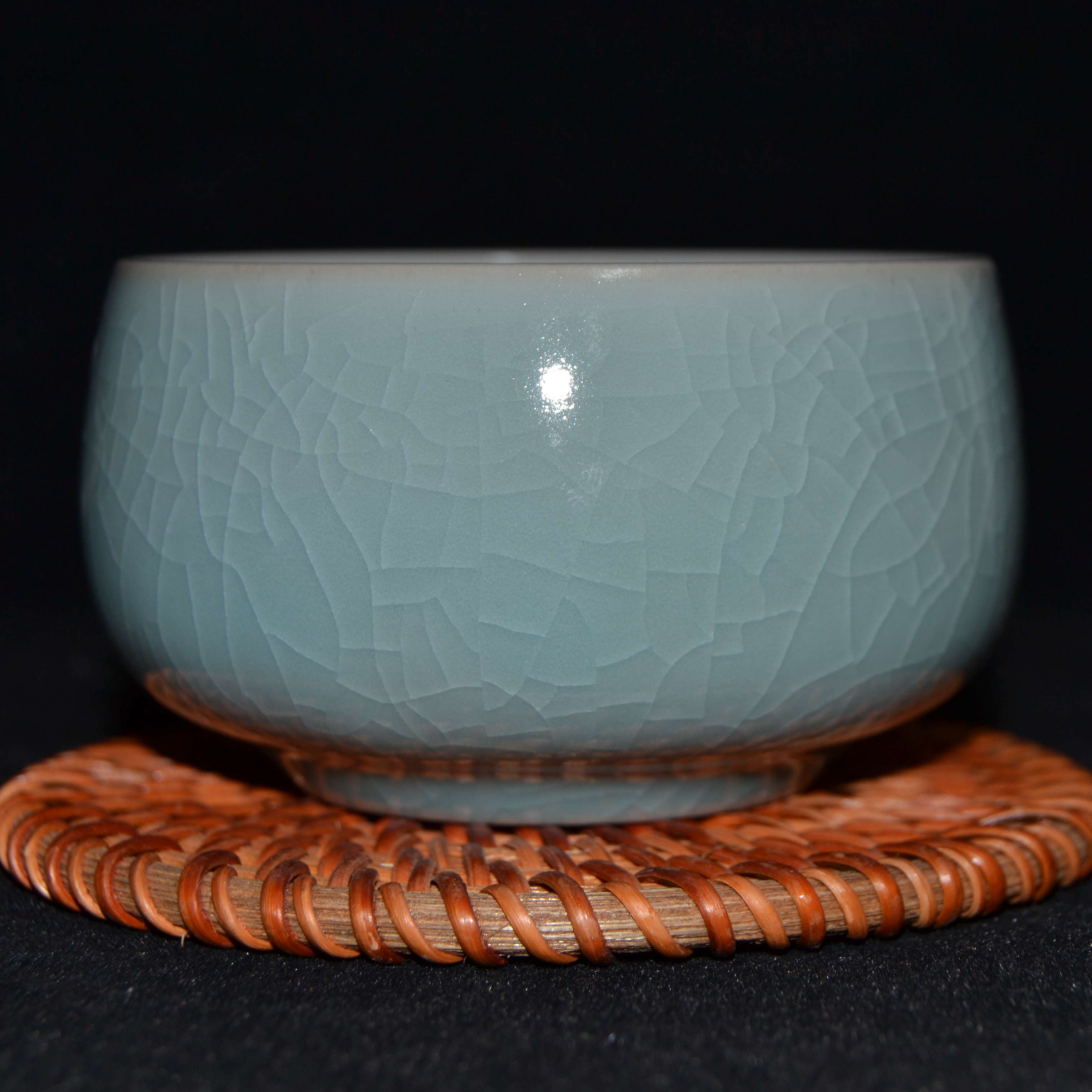 原产地原矿汝瓷罗汉单杯仿古釉主人杯支钉烧汝州汝窑开片茶杯150c