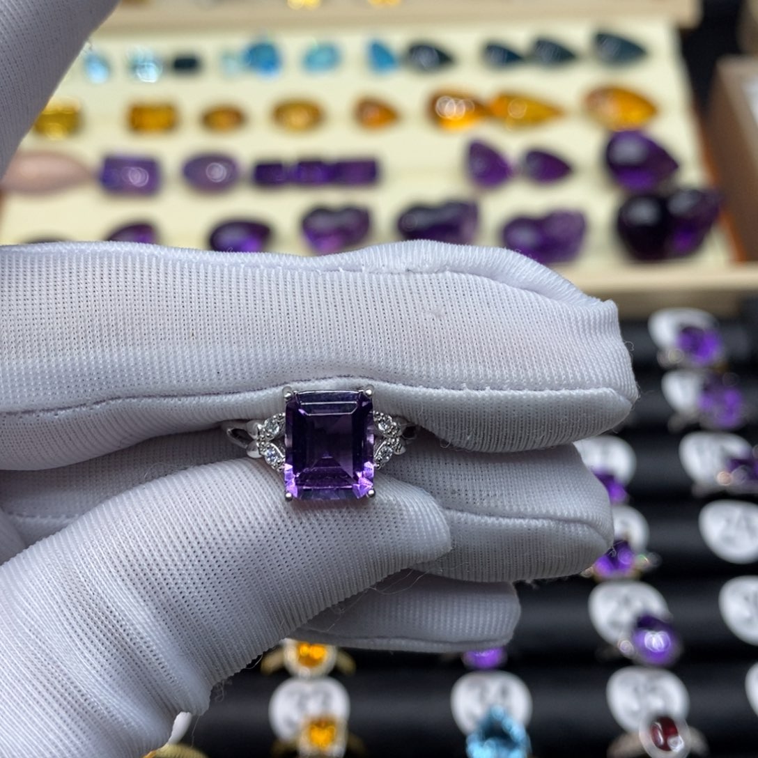 冰***8银S925镶嵌紫晶戒指