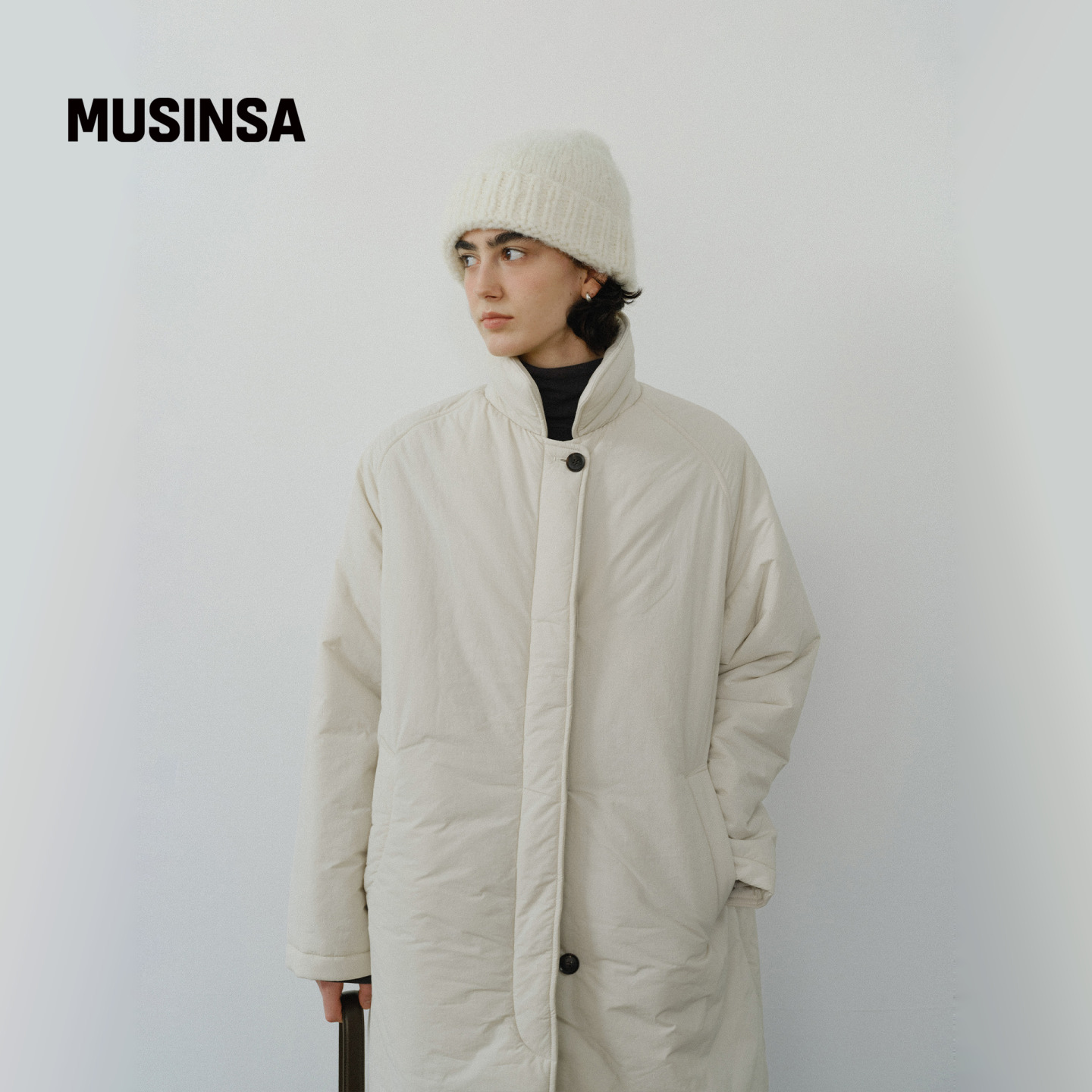 URAGO韩国25秋冬插肩衬垫长款秋冬宽松外套MUSINSA