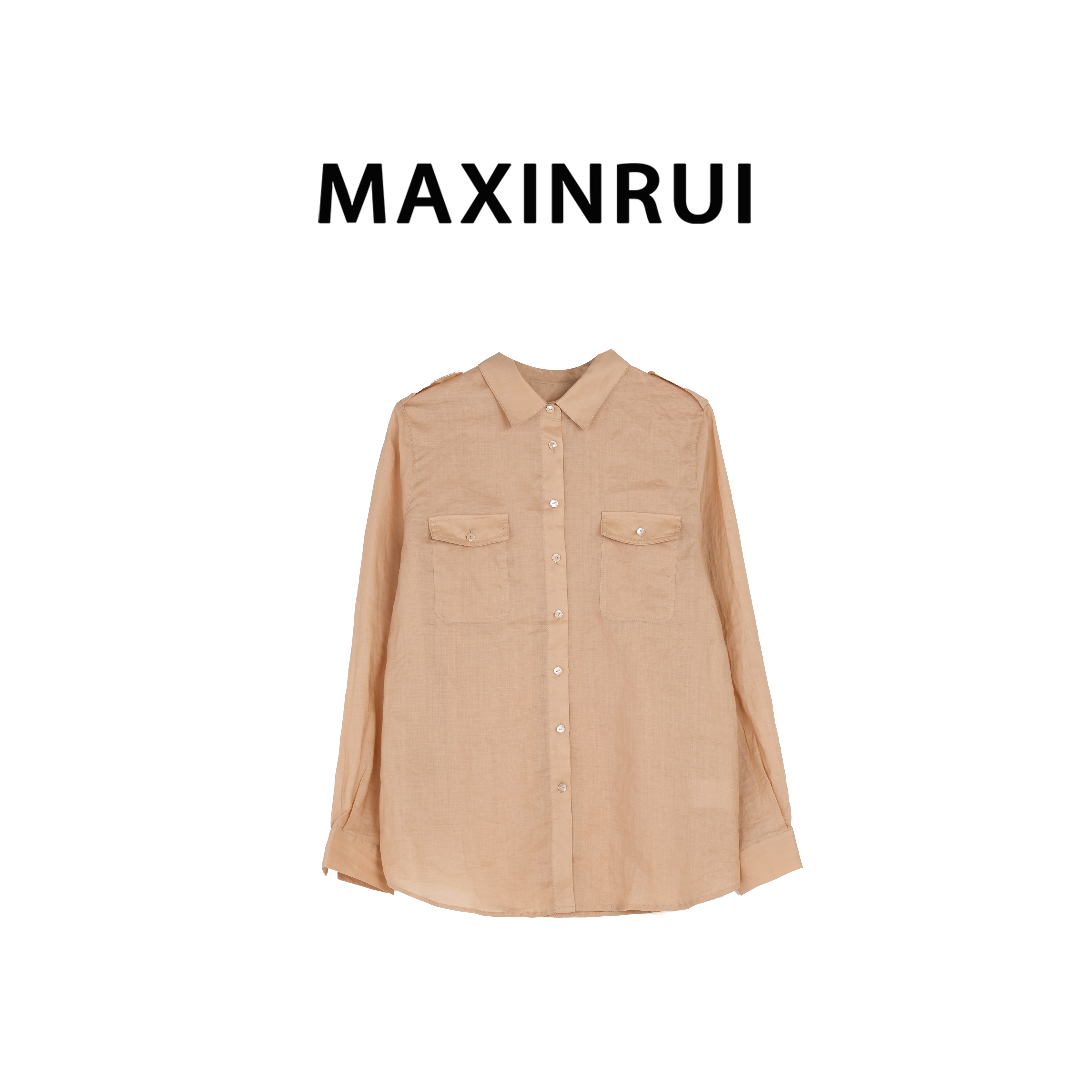 MAXINRUI 苎麻宽松衬衫新款长袖外搭上衣RRD2521