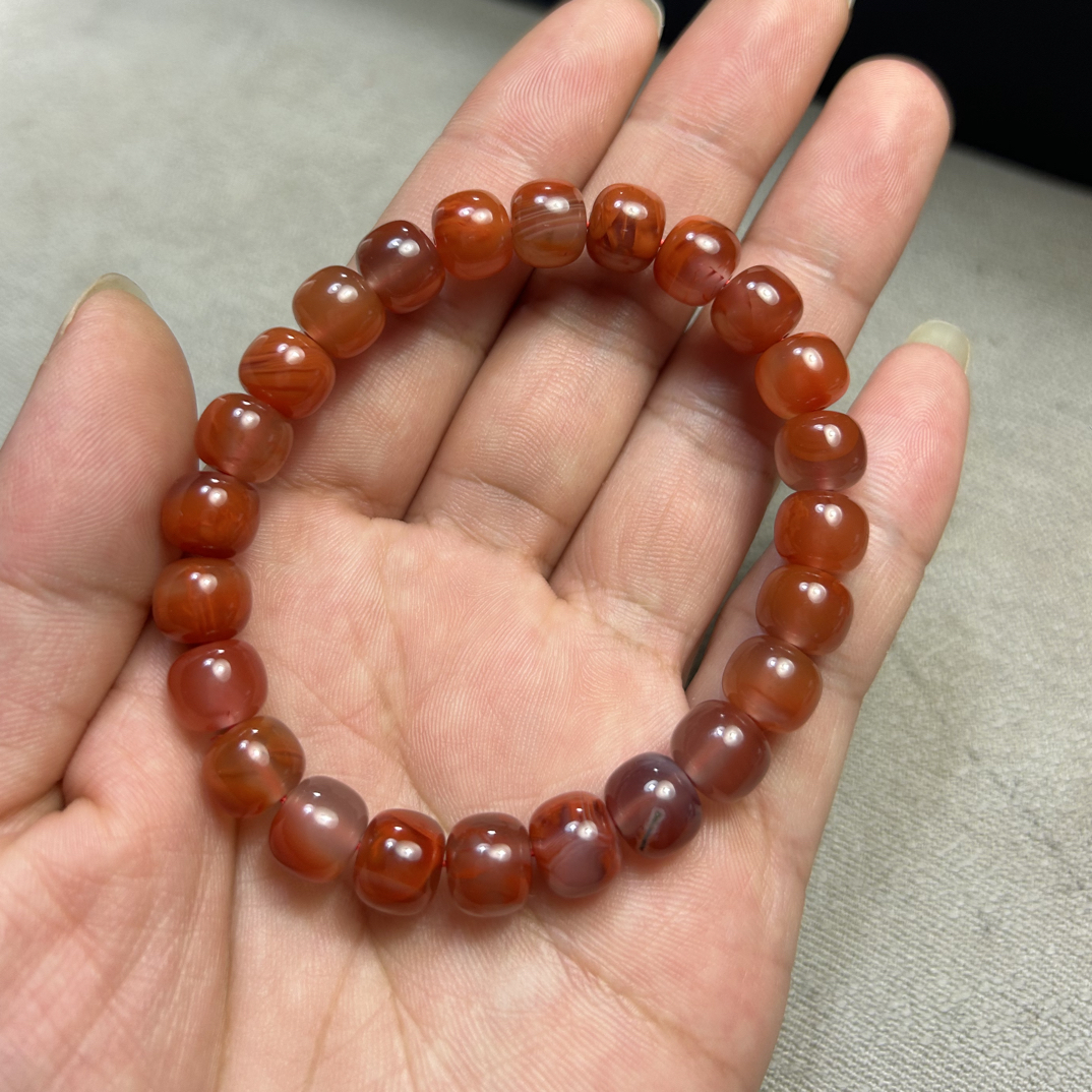 8➕纯手工冰飘南红老型手串