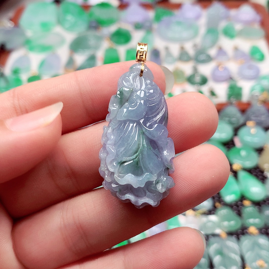 翡翠18K金镶嵌吊坠(不含链)