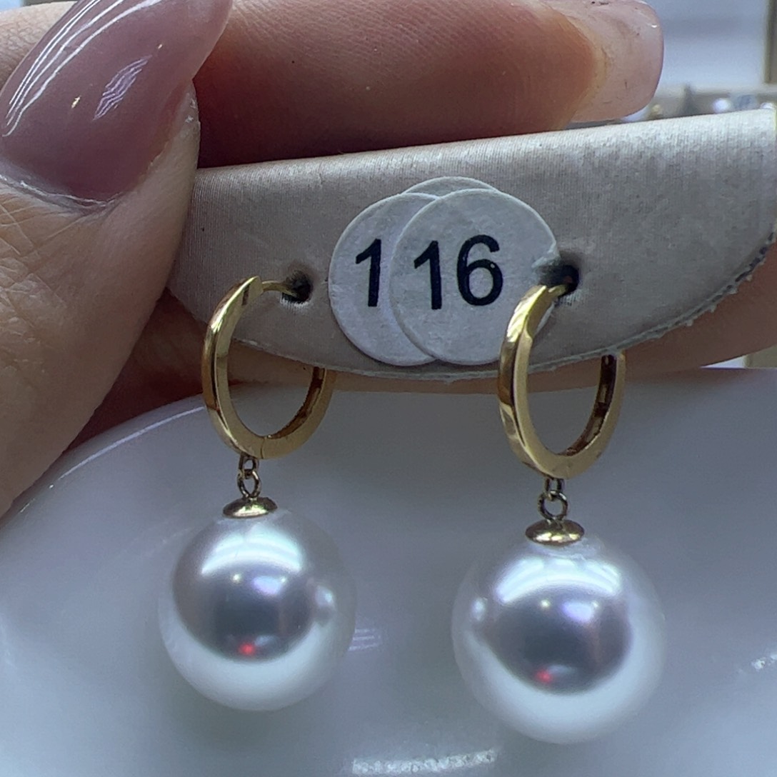 淡水珍珠耳饰18K金镶嵌