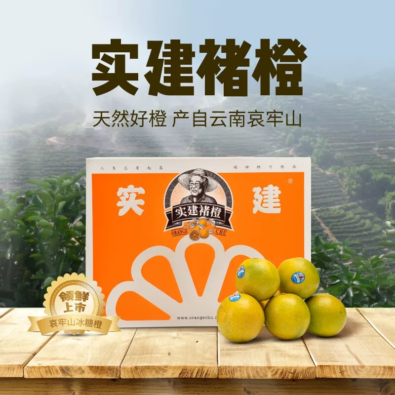 【实建褚橙】褚橙优级冰糖橙3kg装礼盒装云南哀牢山冰糖橙褚时健励志橙京东包邮云南省