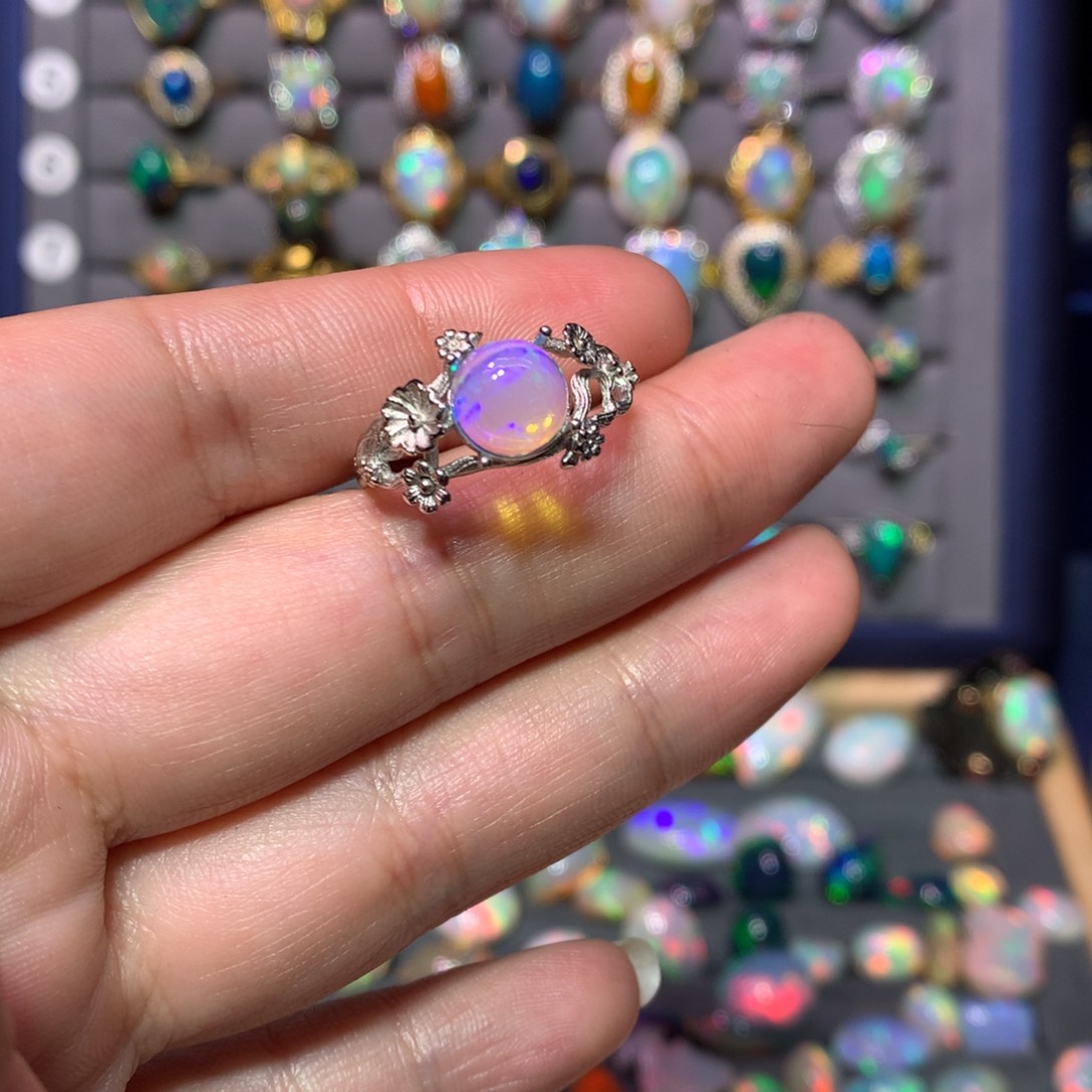 欧泊戒指款式银S925镶嵌