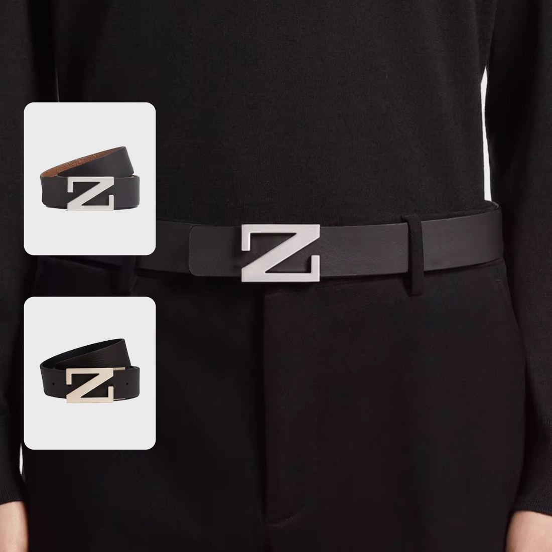 ZEGNA 【国现 专柜4900】男士双面腰带