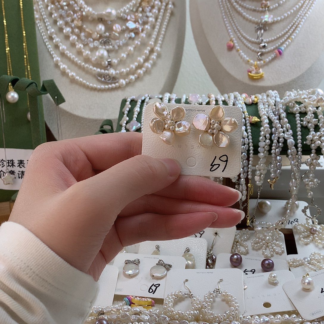 淡水珍珠耳饰银S925镶嵌