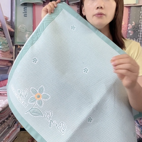 棉纱布棉绿色清爽小花