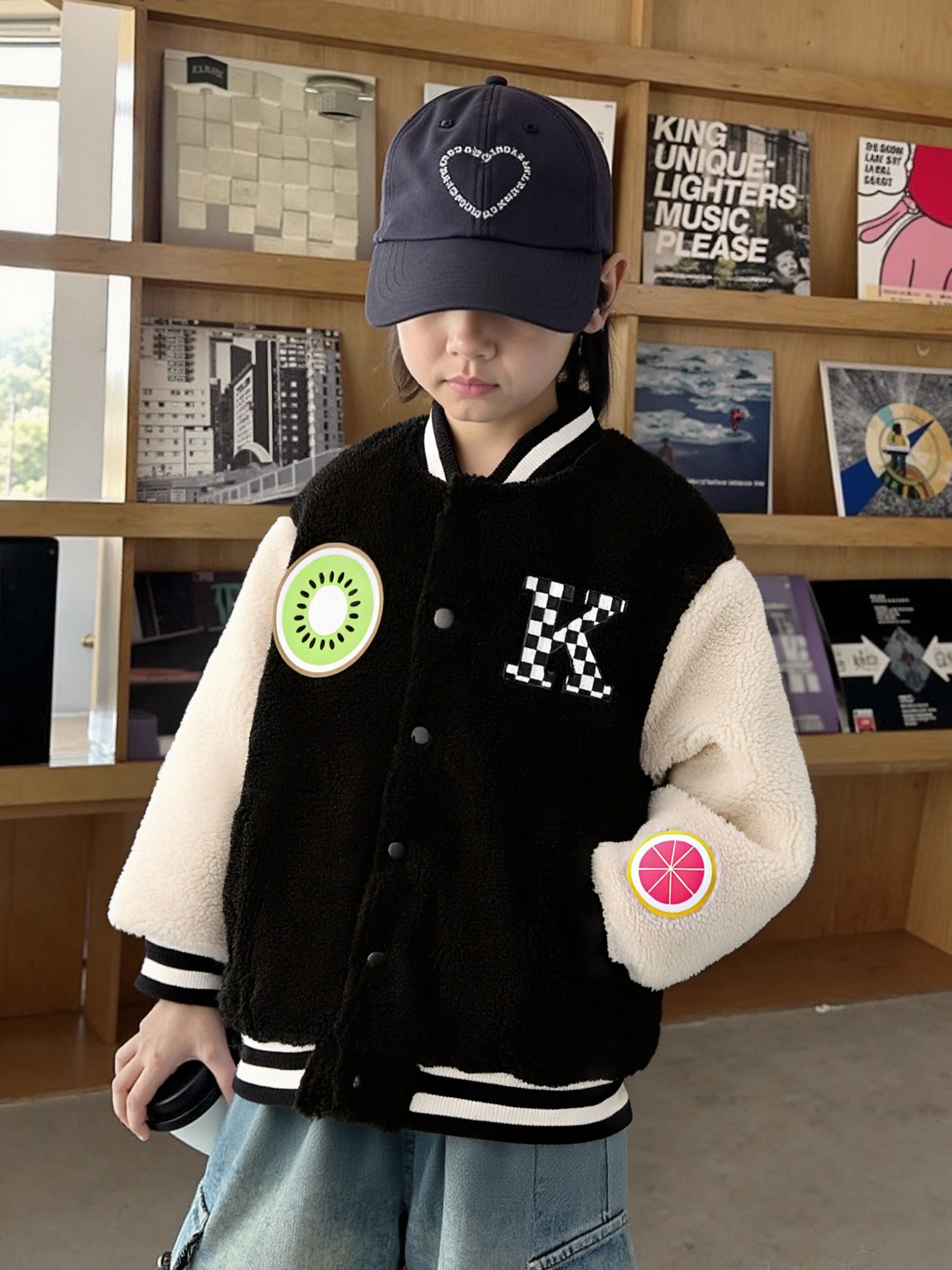 毛绒拼接高级感潮流时尚立领百搭连帽休闲外套中大童PA-CL834