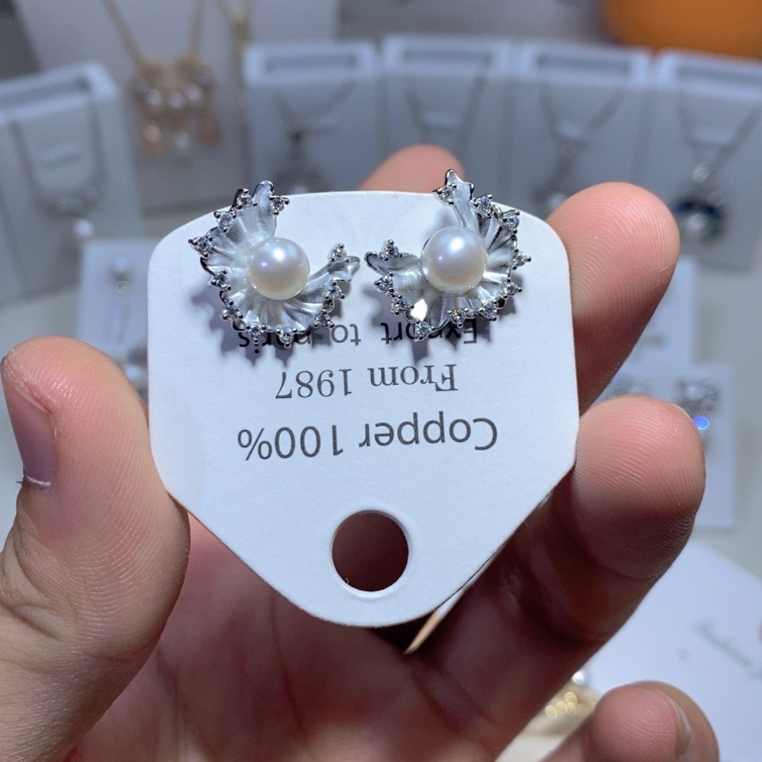 淡水珍珠耳饰银S925镶嵌