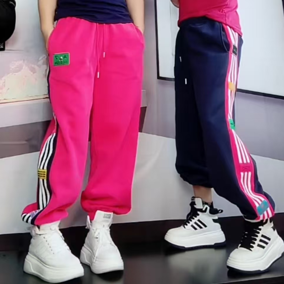 8982织带拼接束脚裤运动风长裤口袋休闲裤运动裤秋冬