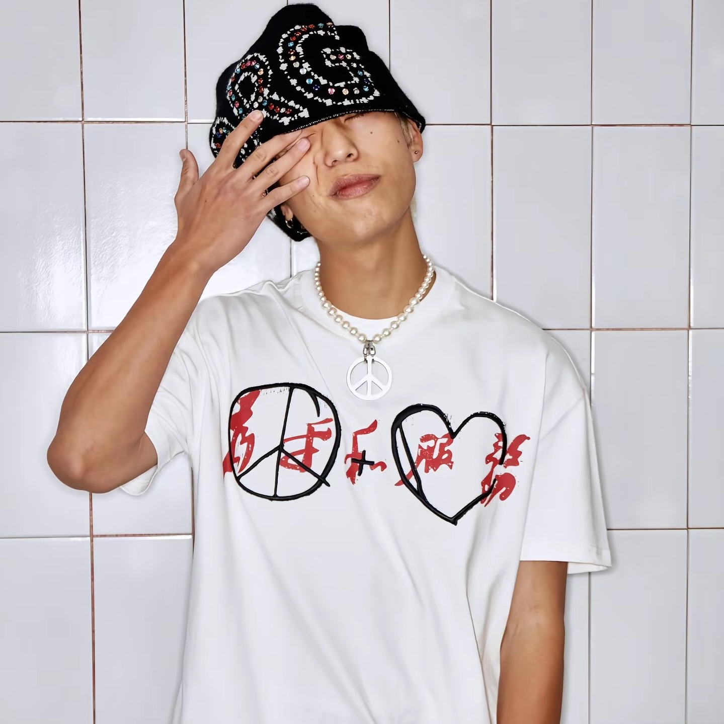 Vinkid（云梯）为平和服务短袖 美式潮流小众嘻哈国潮个性百搭T恤