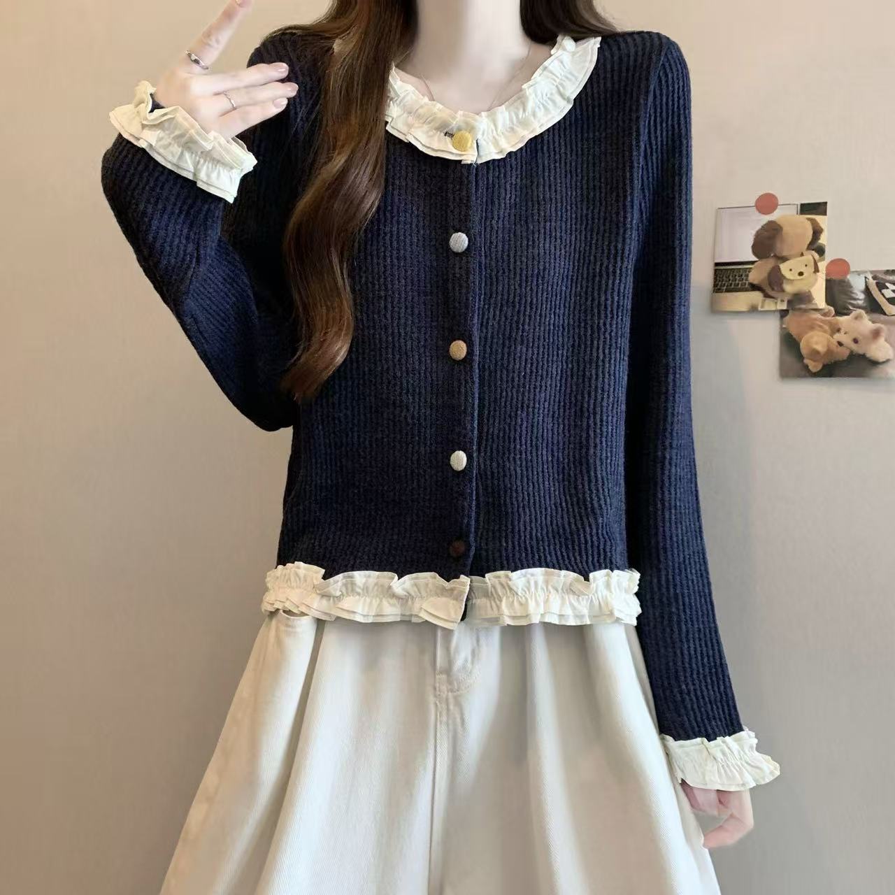 大码女装胖mm2025秋冬新款爆款巨好看拼接木耳内搭针织上衣打底衫