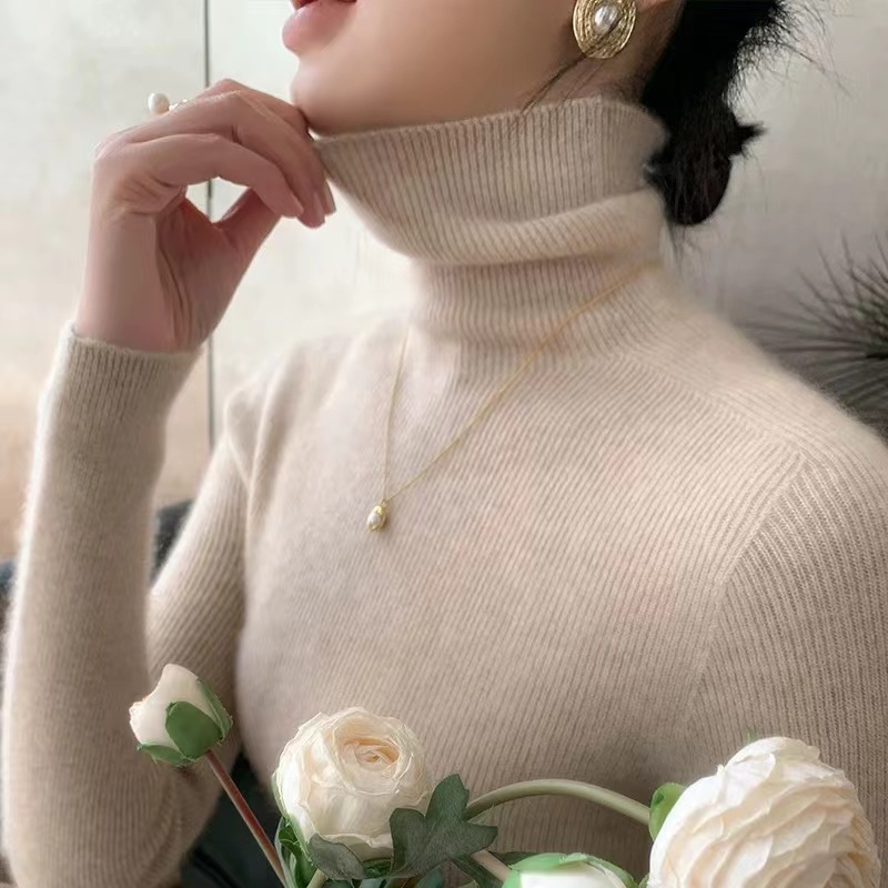 【一线成衣.现货发】25秋冬新款360克加厚女士高领堆堆领针织衫长袖