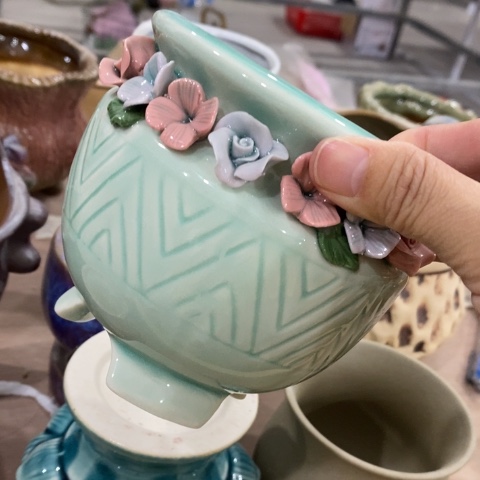 A10105绿色陶瓷花盆