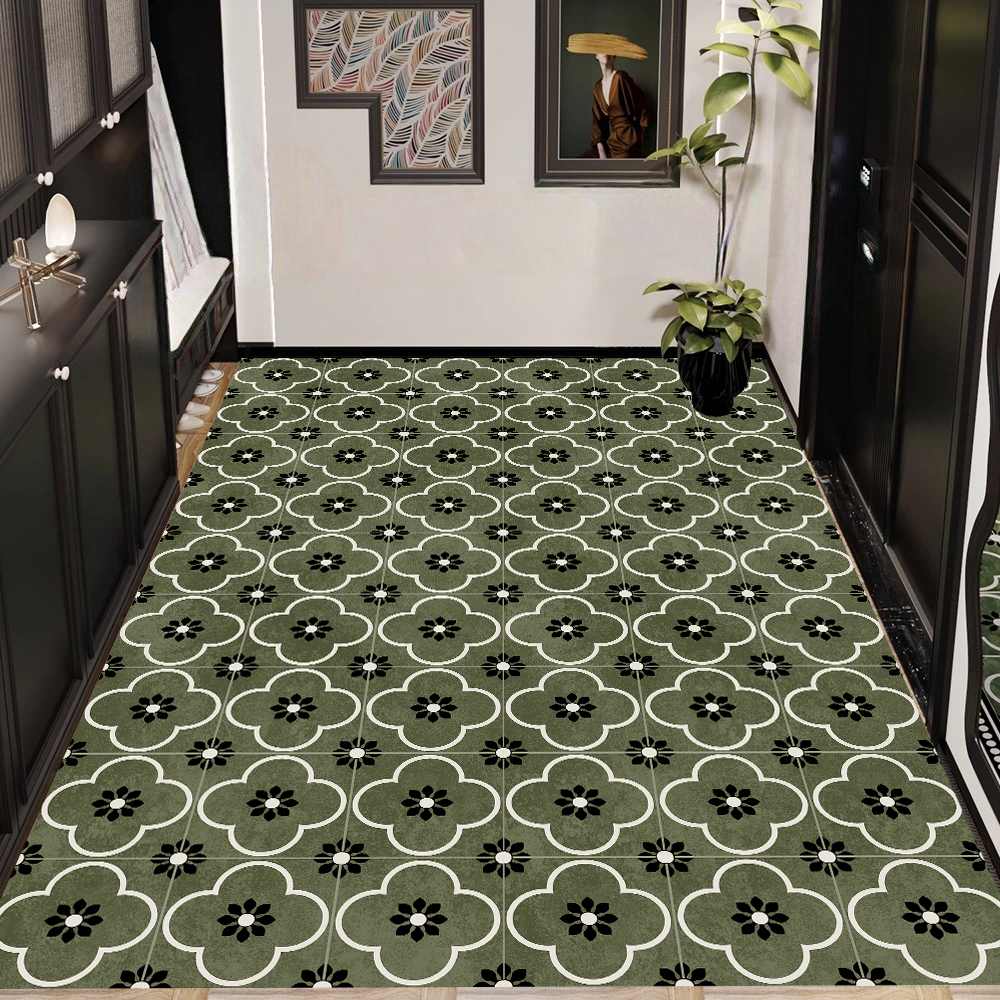 厨房满铺皮革地垫防水防油脚垫可擦免洗防滑垫美式复古大面积地毯