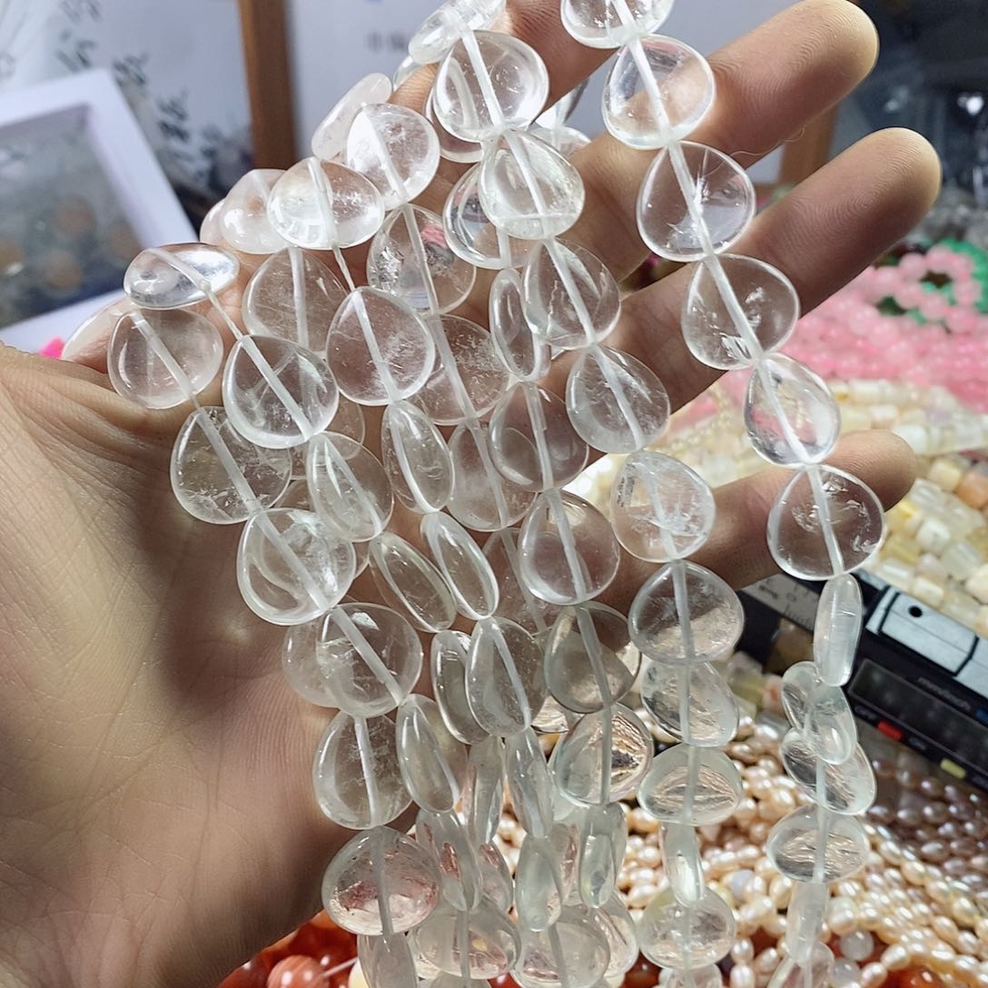 玛瑙/玉髓珠宝半成品未镶嵌一条天然6×16白水晶桃心
