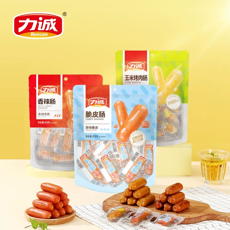 力诚脆皮肠香辣玉米休闲解馋零食办公室即食香肠烤肠泡面搭档476g