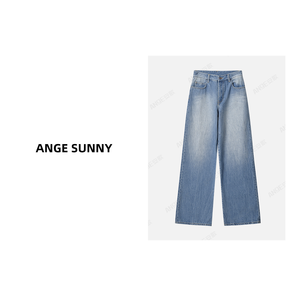 ANGE SUNNY【ROW经典牛仔裤】时尚新款 极简经典蓝色直筒裤