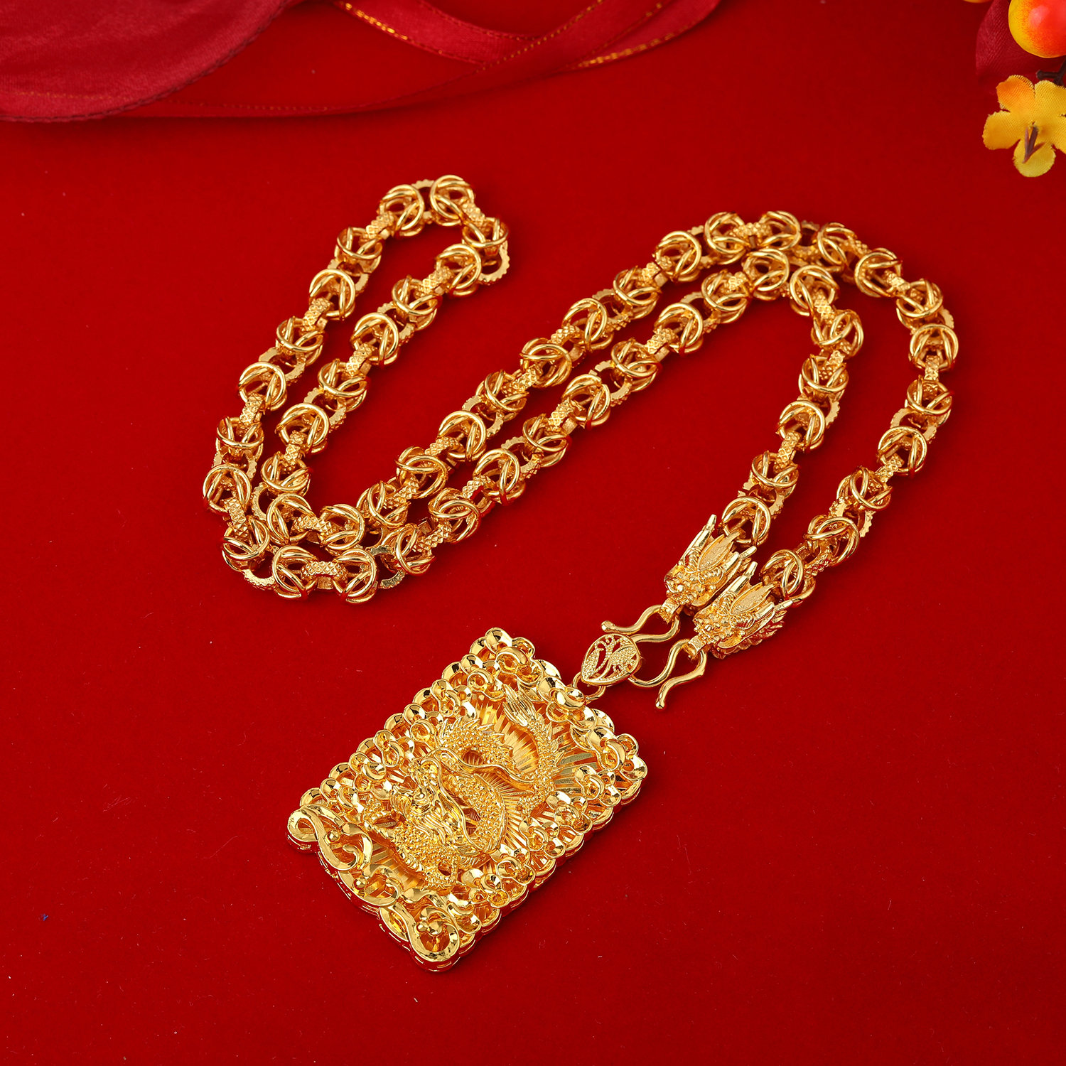 【精品高定】金色龙骨龙牌项链