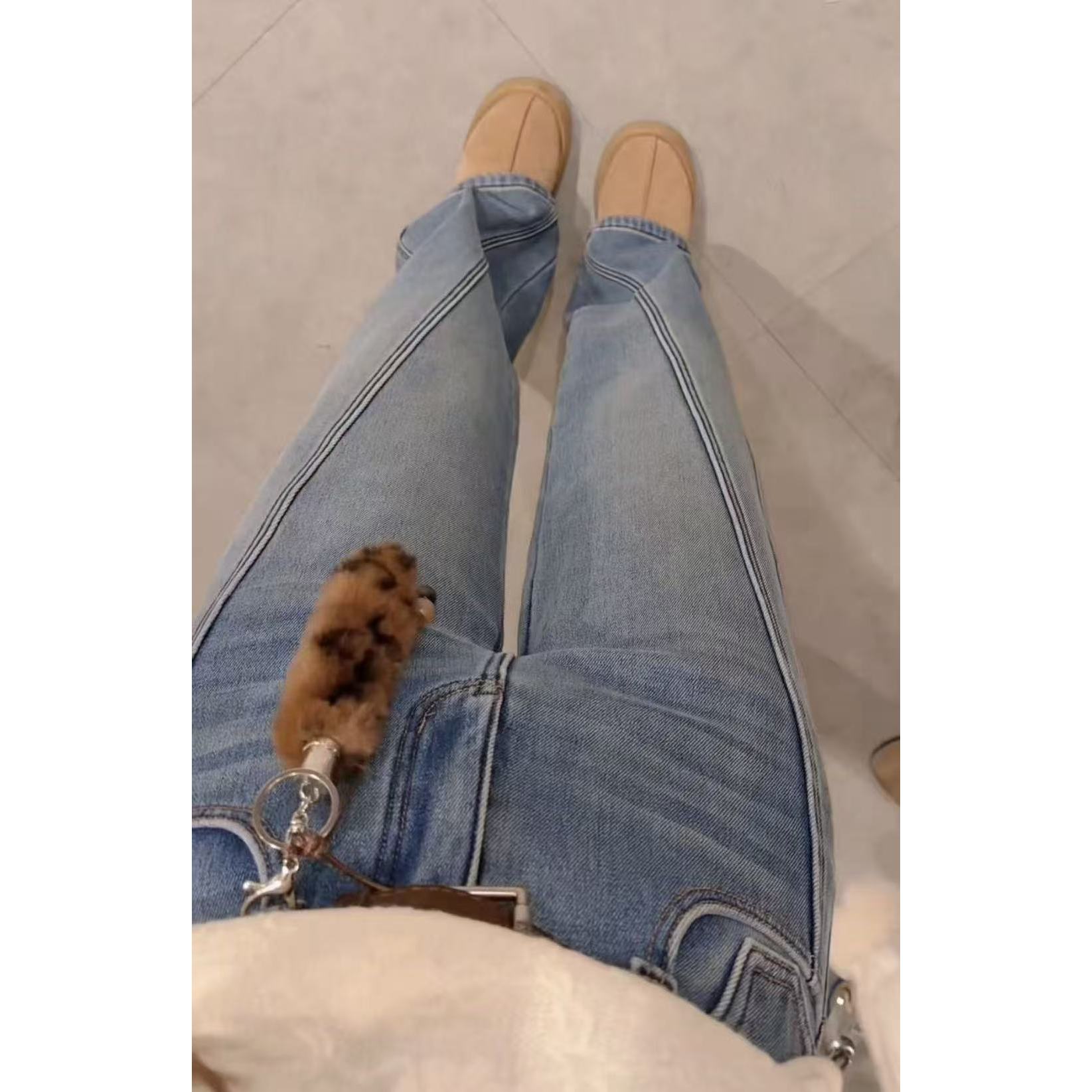 『牛仔拼接X』微残款加绒牛仔裤3210