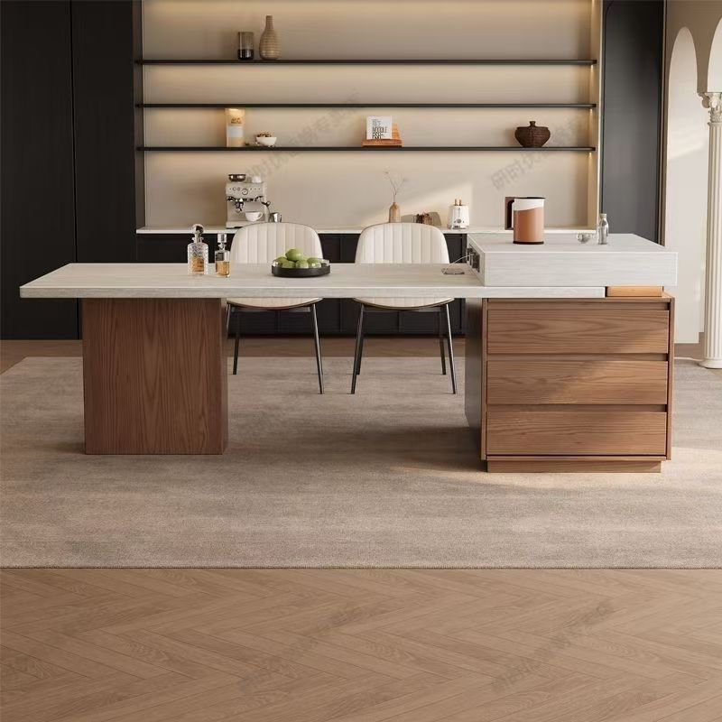 餐厅意式餐桌可储藏办公一桌四椅简约客厅风景艺术家用餐桌吃饭桌