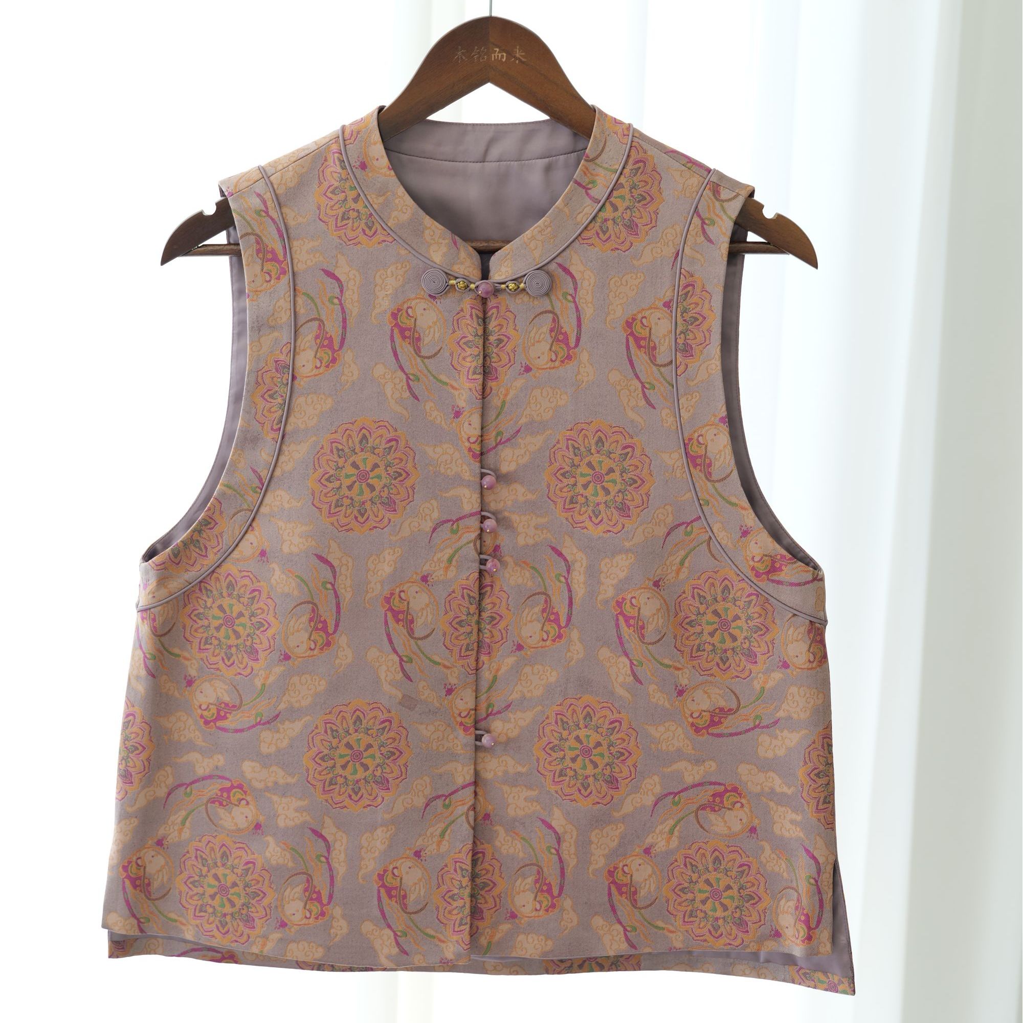 『云冉』新中式50姆米桑蚕丝国风宽松气质马甲DHSQ4072