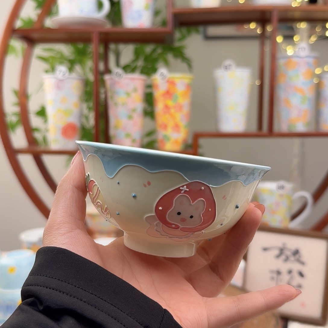 摆件陶012景德镇手绘高温釉下彩