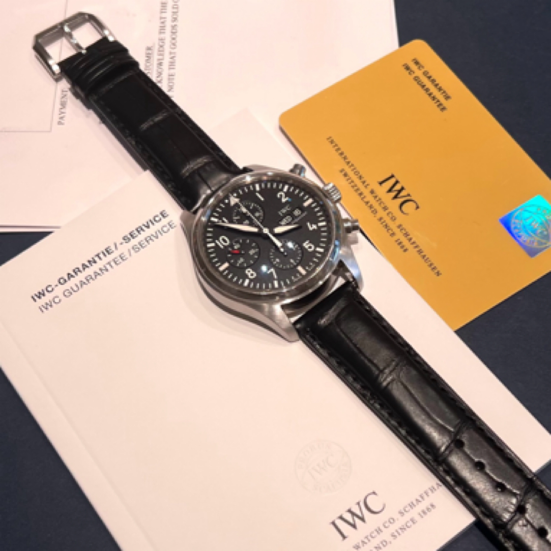 99新 IWC/万国  黑盘精钢飞行员系列自动机械腕表IW371701 42mm