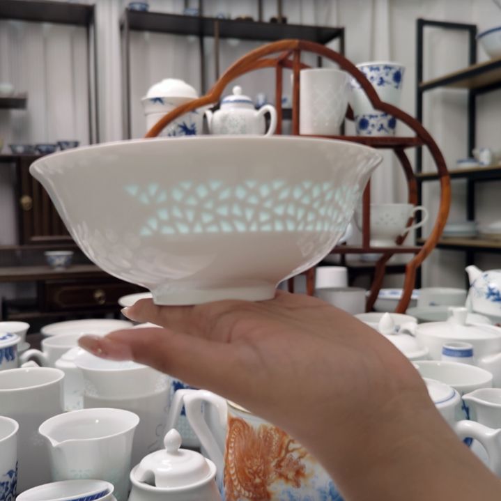 瓷四时吉祥白胎6寸面碗两只装