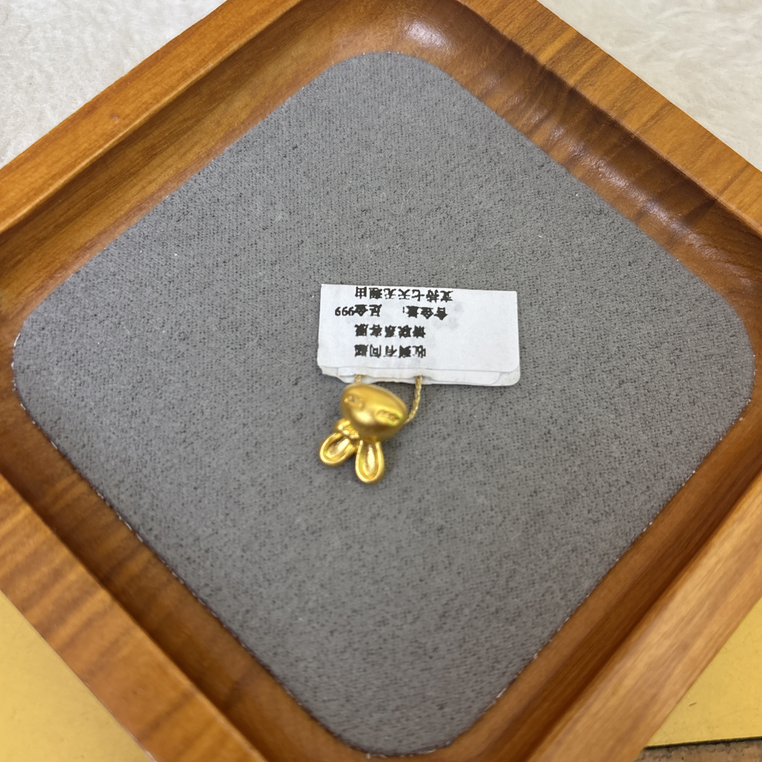 B01020兔子足金999黄金配件转运珠