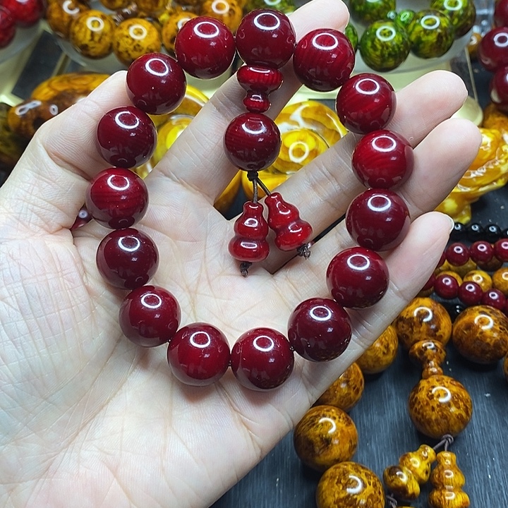 松木琥珀木文玩手串