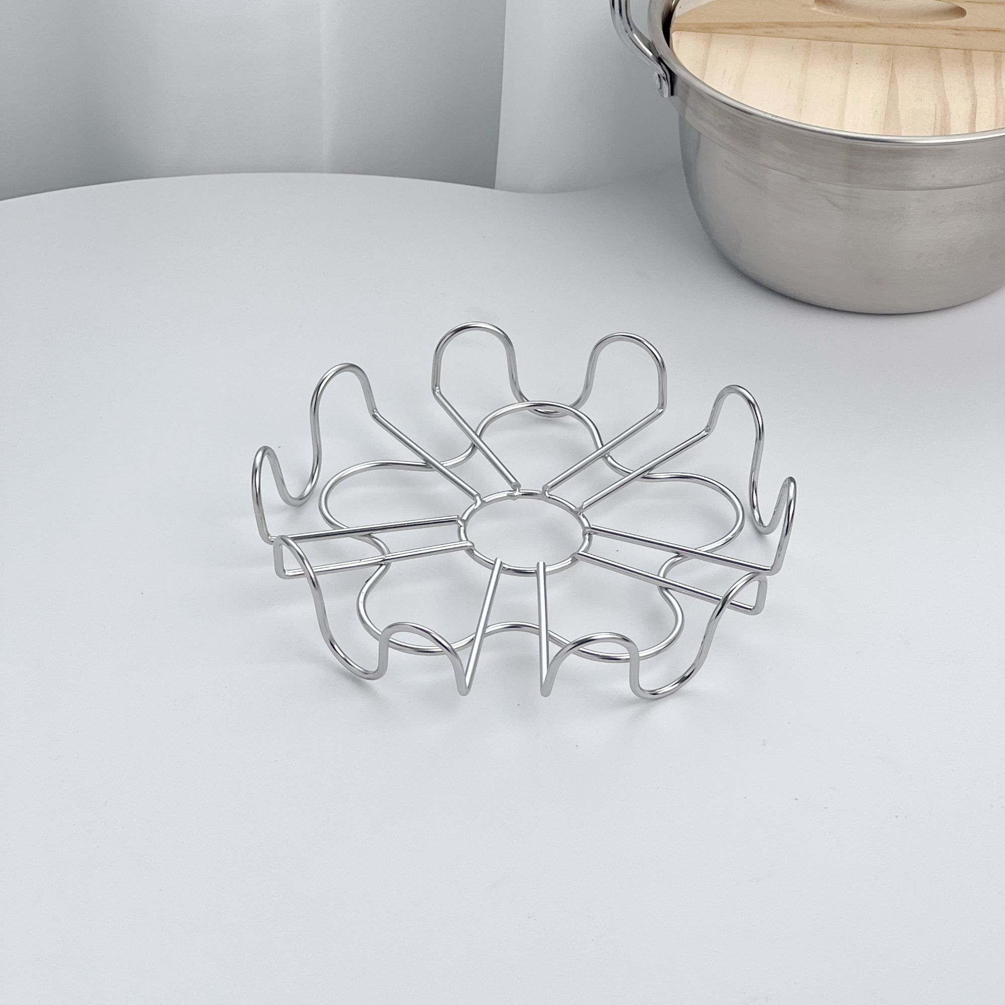 不锈钢花型蒸架盖托隔热架直径16cm