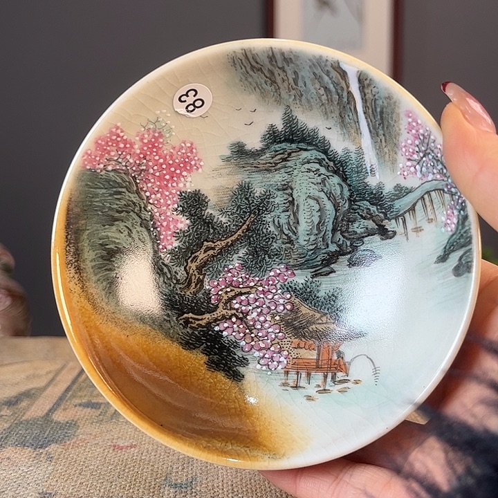 摆件景德柴烧茶杯多人