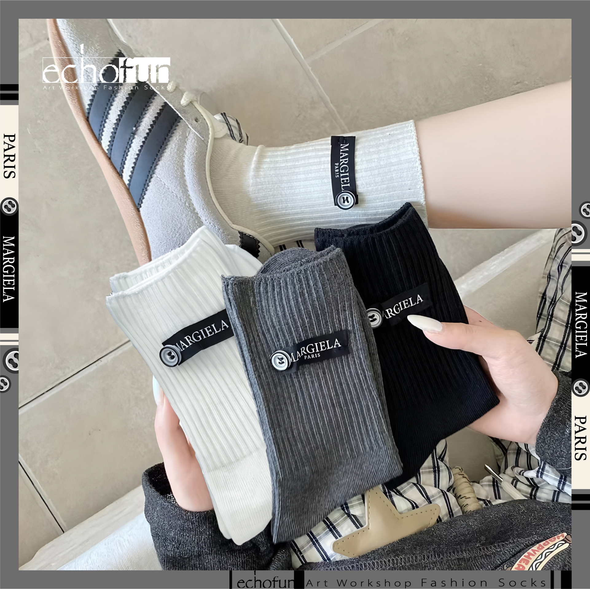 【马吉拉黑标】休闲时尚个性堆堆袜女袜ins潮中筒袜百搭网红棉袜子