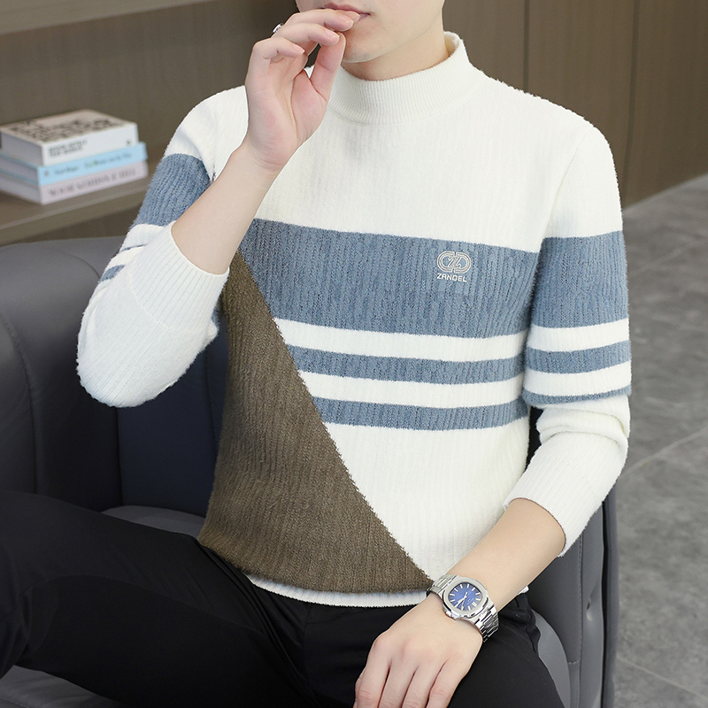 秋冬针织半高领秋季毛衣针织衫男士冬季打底衫保暖