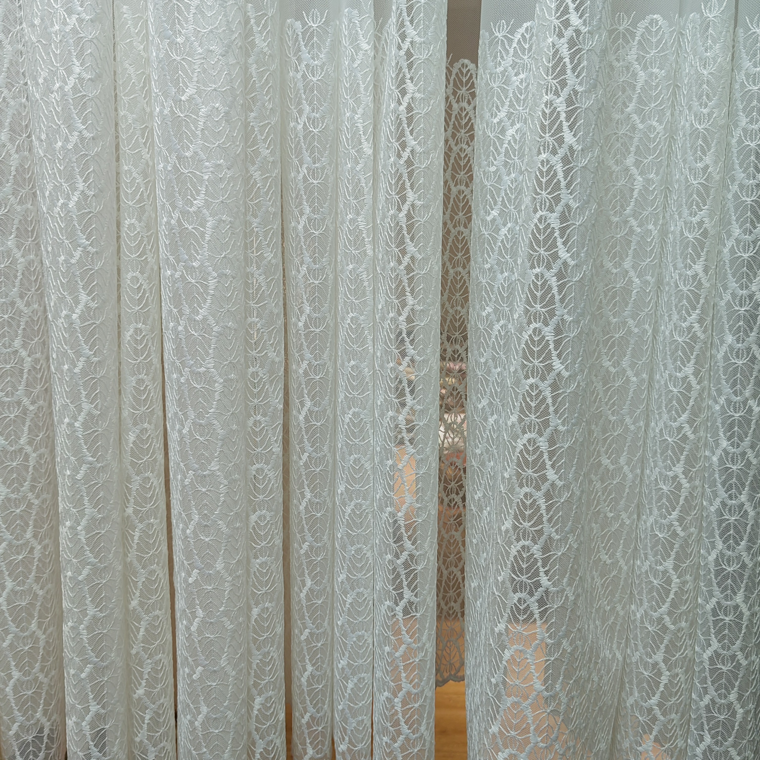 00752 挂钩款成品刺绣主卧飘窗防晒纱帘幅宽5.3米高2米免费对开