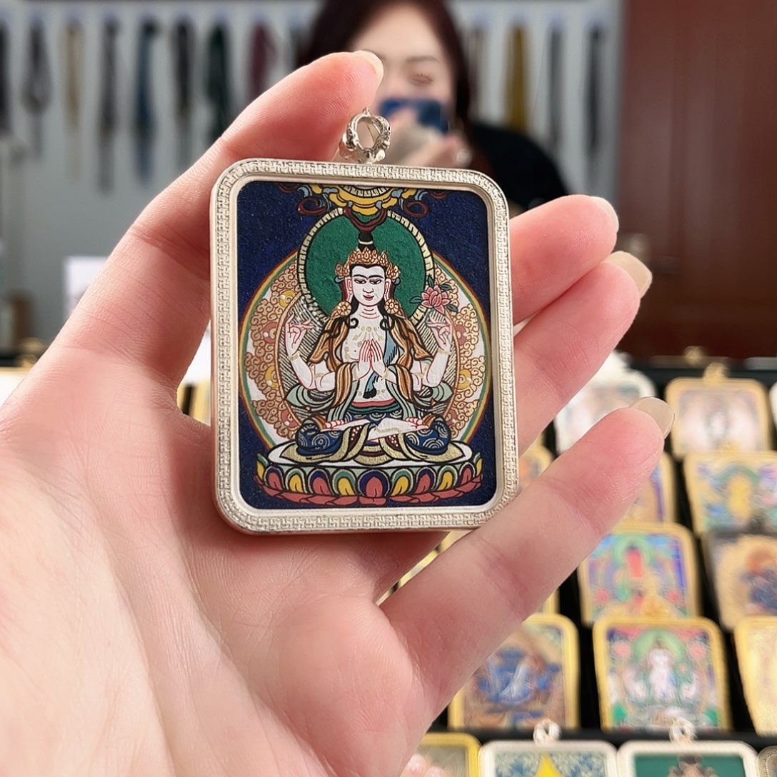 吊坠四臂观观 纯手绘放漏