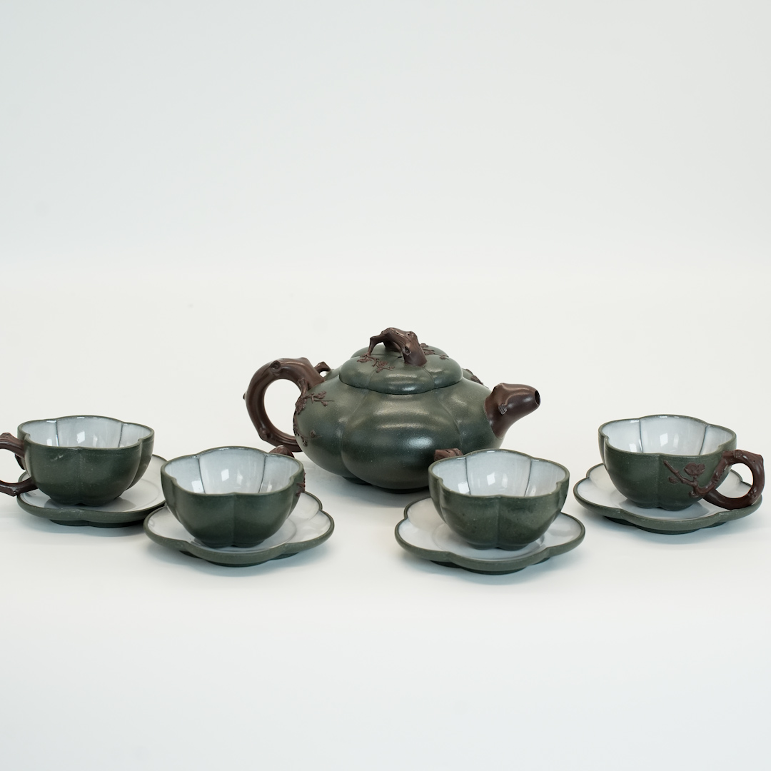 花器巨匠双大候选人高建芳-合梅套组-绿泥- 容量400cc