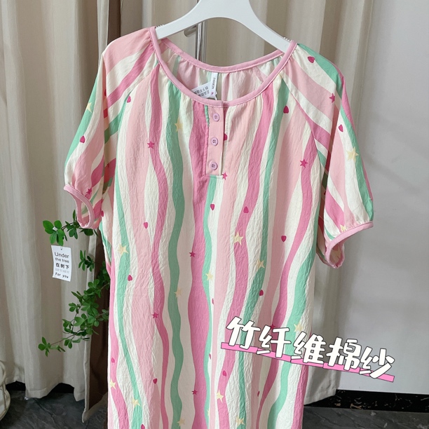 2024新款彩虹条带胸垫睡裙