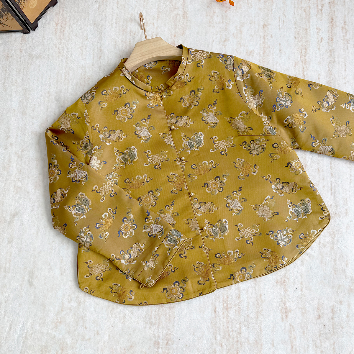 【卷卷新中式】“杂宝葫芦纹”新年福利！老宋锦桑蚕丝国风上衣外套