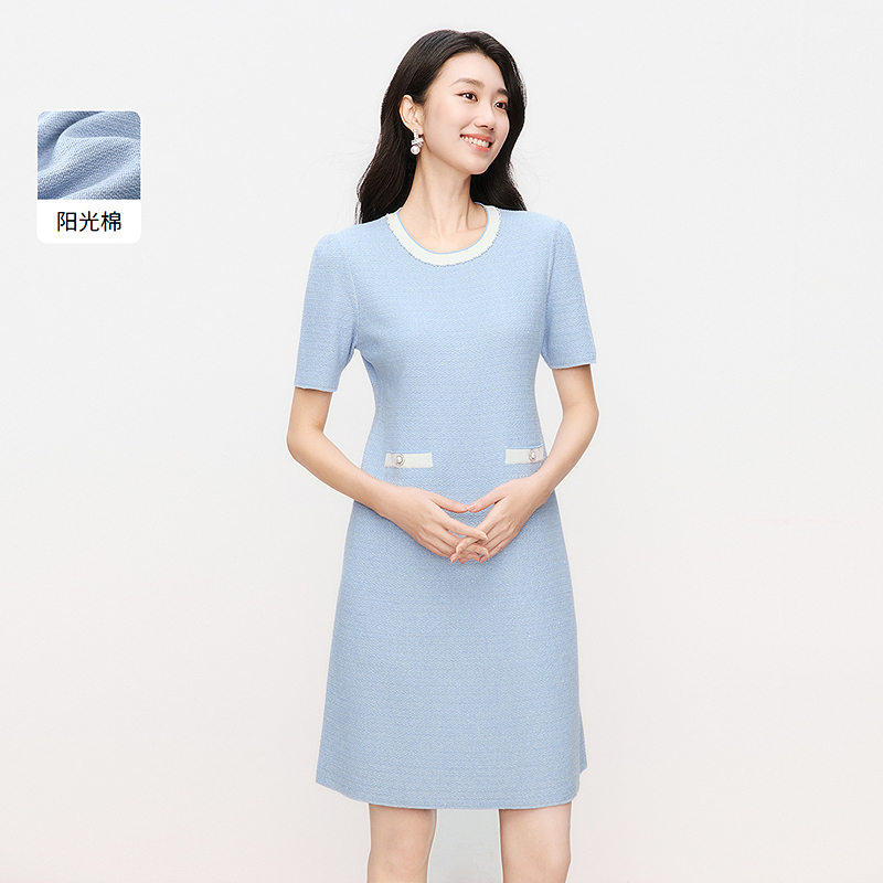 Koradior/珂莱蒂尔春夏修身时尚针织休闲显瘦连衣裙KF12019P1