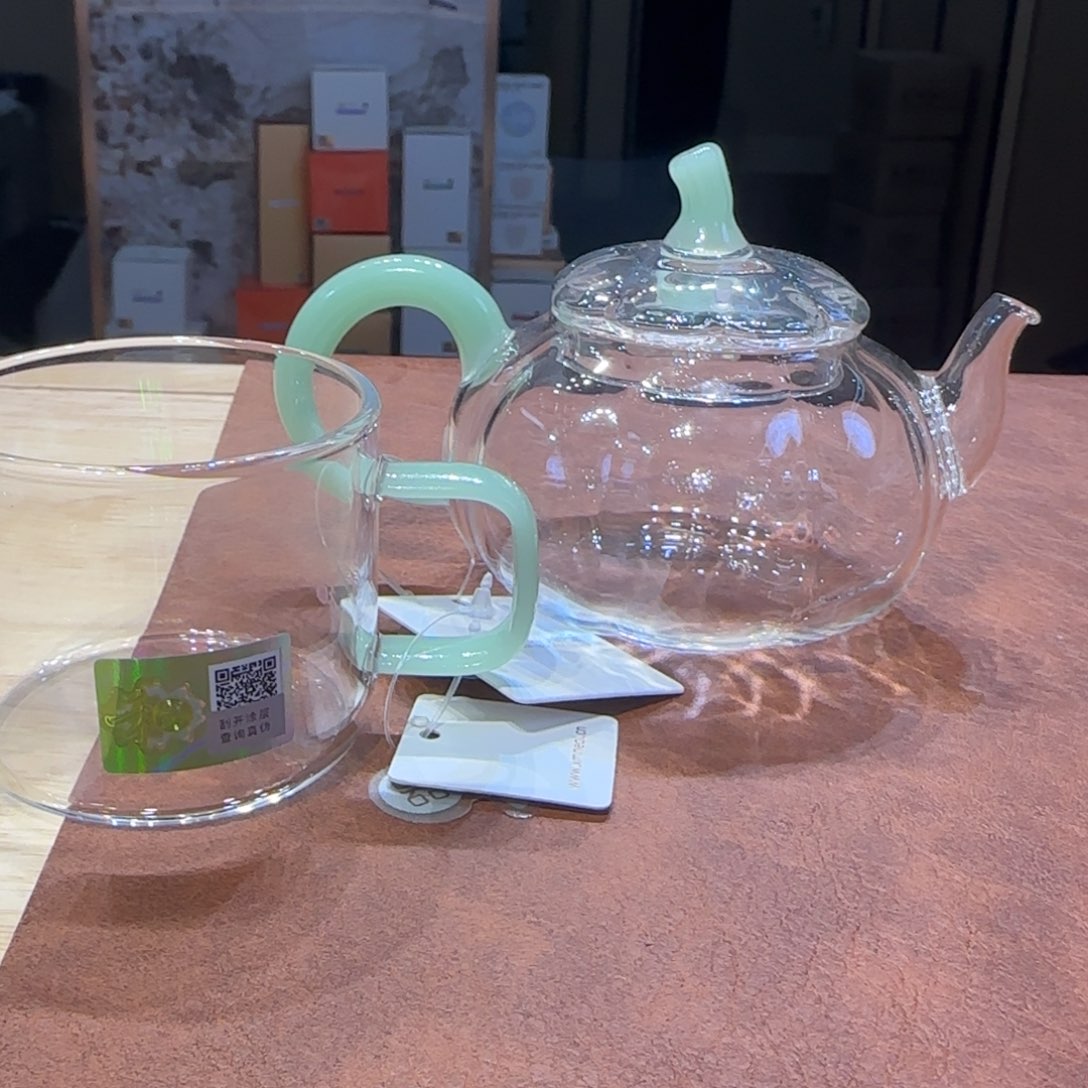 禾器福满壶浅玉色➕清禾杯浅玉色一对