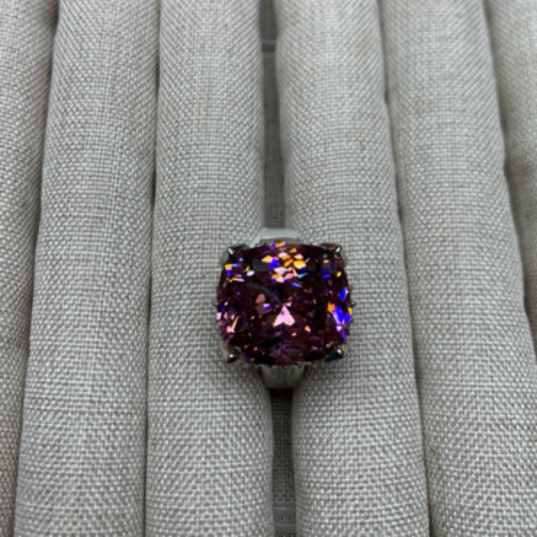 铜合金莫桑石戒指 紫甘蓝冰花切戒指015