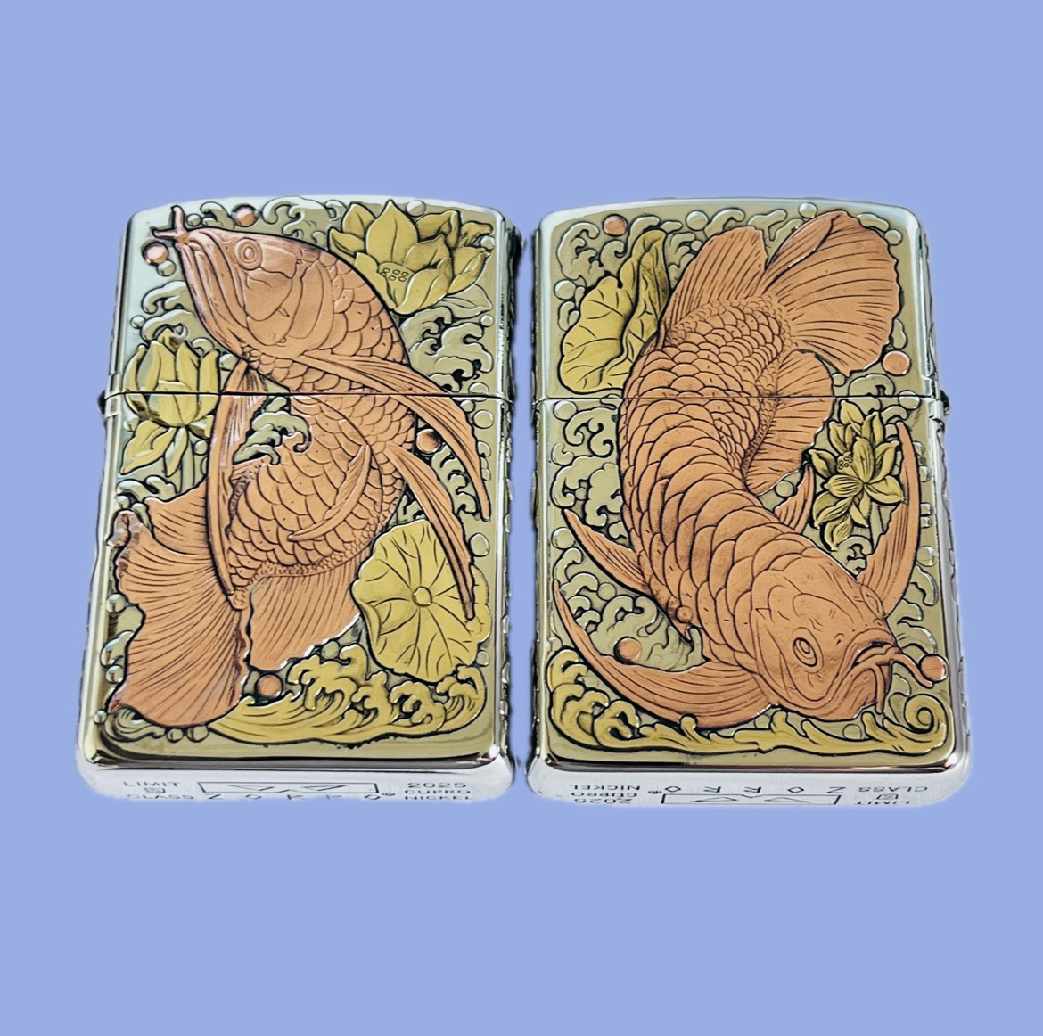 【星星之火】金龙鱼白铜镶嵌五面立体满雕盔甲打火机